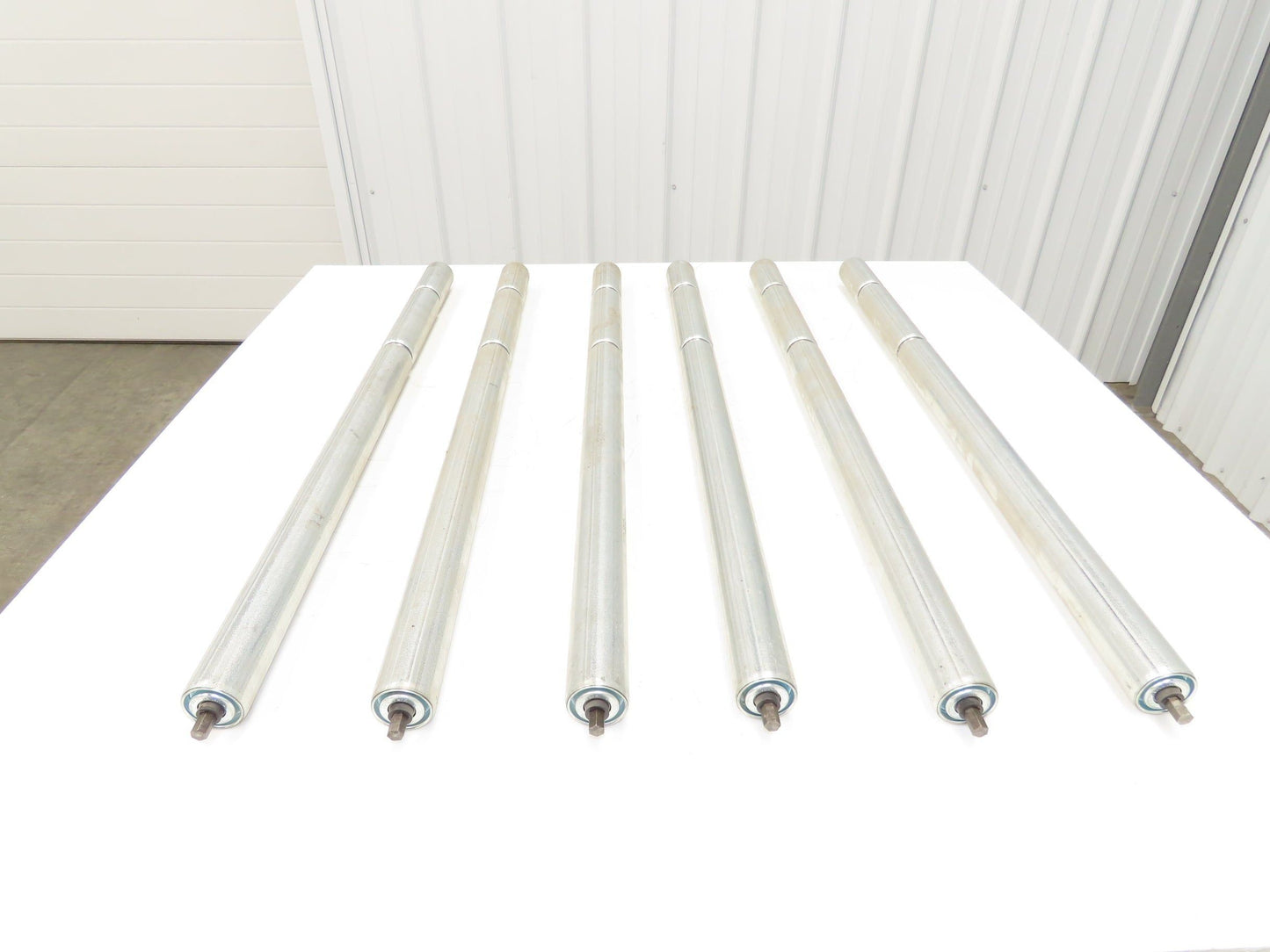 2-Groove Skew Conveyor Roller 1.9" Dia 37.25"BF Galvanized 7/16" Hex Lot of 6
