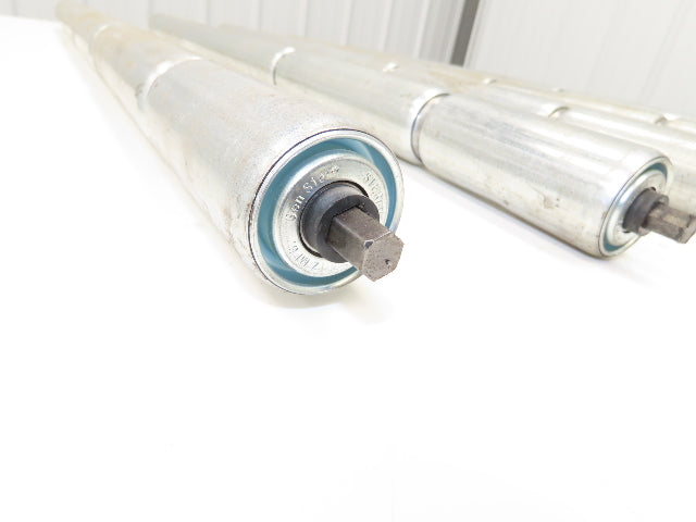 2-Groove Skew Conveyor Roller 1.9" Dia 37.25"BF Galvanized 7/16" Hex Lot of 6
