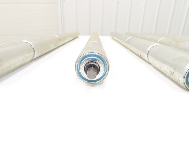 2-Groove Skew Conveyor Roller 1.9" Dia 37.25"BF Galvanized 7/16" Hex Lot of 6