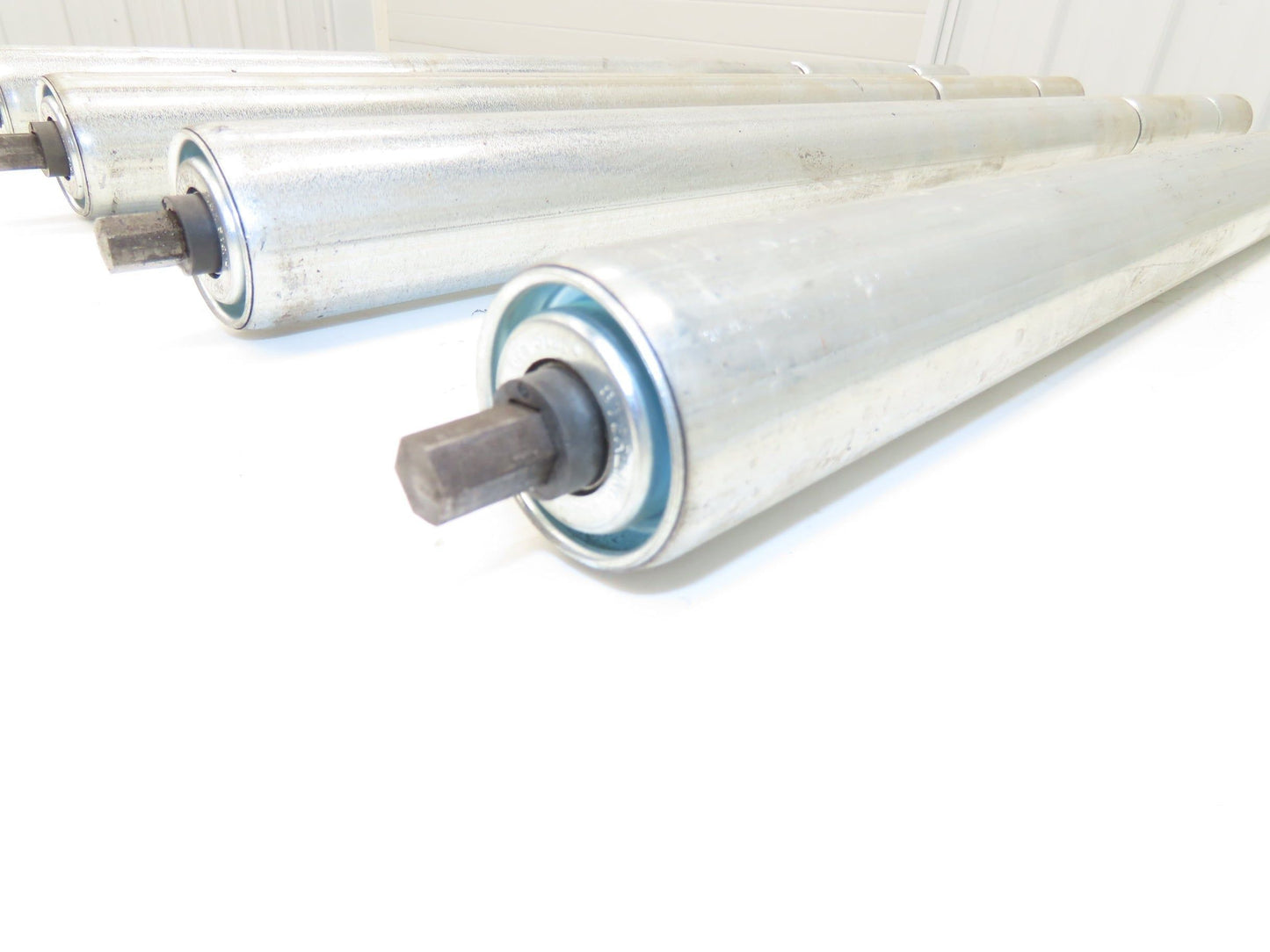 2-Groove Skew Conveyor Roller 1.9" Dia 37.25"BF Galvanized 7/16" Hex Lot of 6