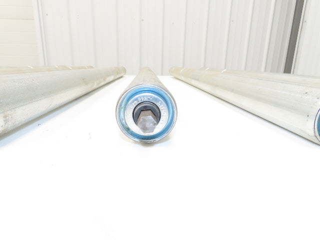 2-Groove Skew Conveyor Roller 1.9" Dia 37.25"BF Galvanized 7/16" Hex Lot of 6