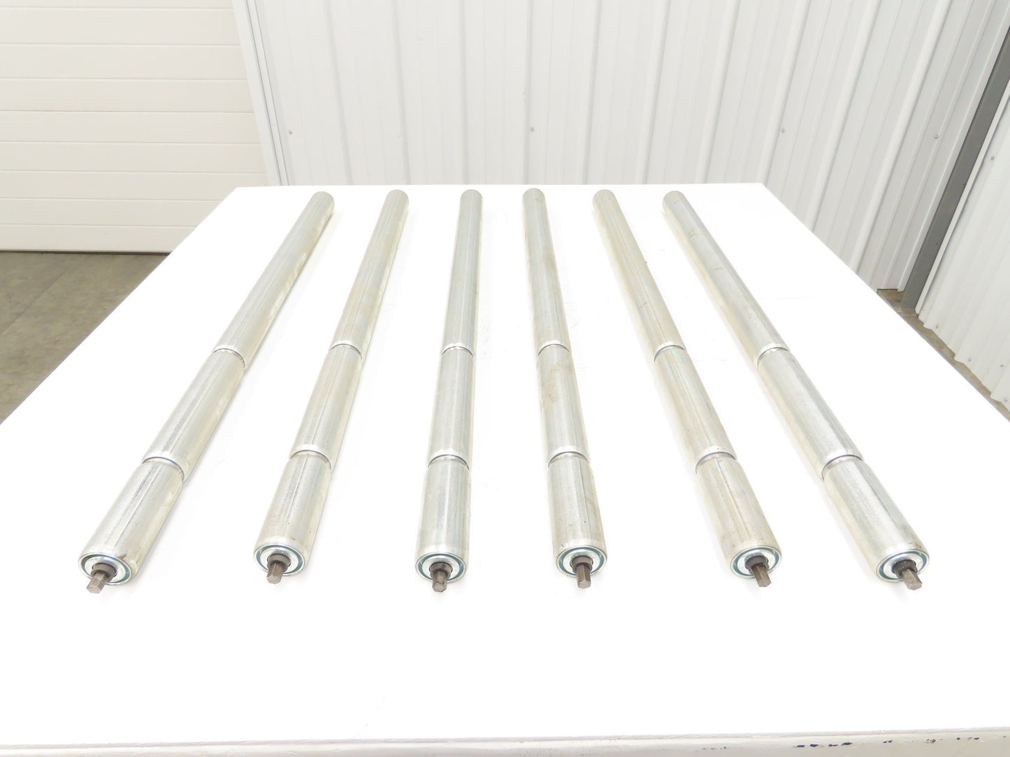 2-Groove Skew Conveyor Roller 1.9" Dia 37.25"BF Galvanized 7/16" Hex Lot of 6