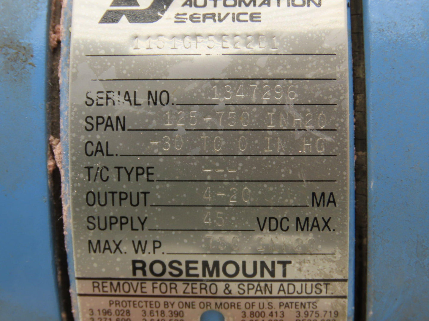 Rosemount M-618SCT316SS 1151GP5E22B1 Pressure Transmitter 45VDC & Valve