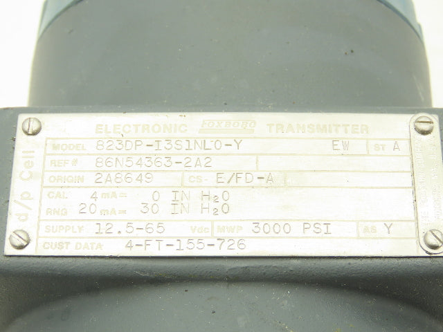 Foxboro 823DP-I3S1NL0-Y Electronic Pressure Transmitter 12.5-65VDC 3000PSI