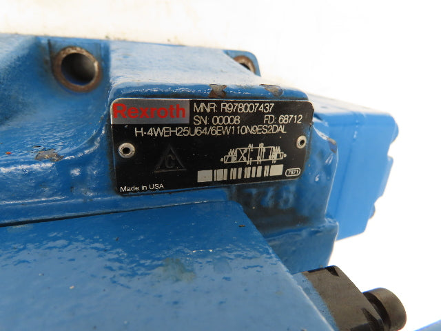 Rexroth 4WE6D61/EW110N9DAL Directional Solenoid Valve H-4WEH25U64/6EW110N9ES2DAL