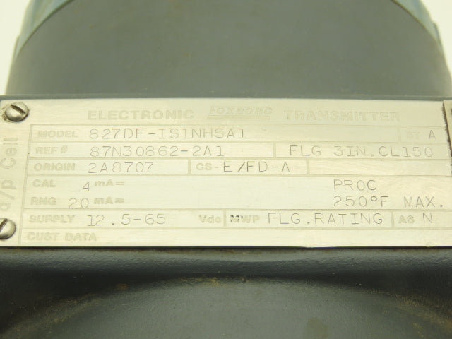 Foxboro 827DF-IS1NHSA1 Electronic Pressure Transmitter 12.5-65VDC
