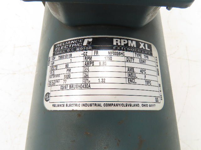 Reliance Electric 90V DC Motor 1Hp 1750rpm 90VDC 56C TEFC