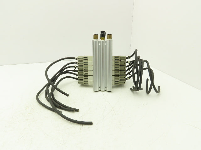 SMC SY5320-5DZ-01 Pneumatic 8-Station Manifold Assembly with 6 Valves 100psi 24V