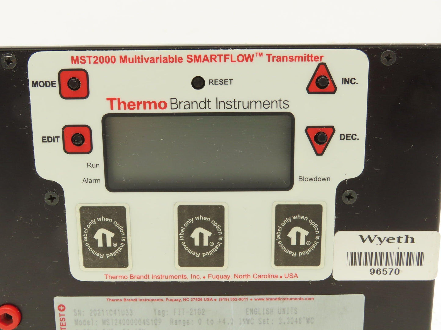 Thermo Brandt MST2000 MST24000004S10P Multivariable SmartFlow Transmitter