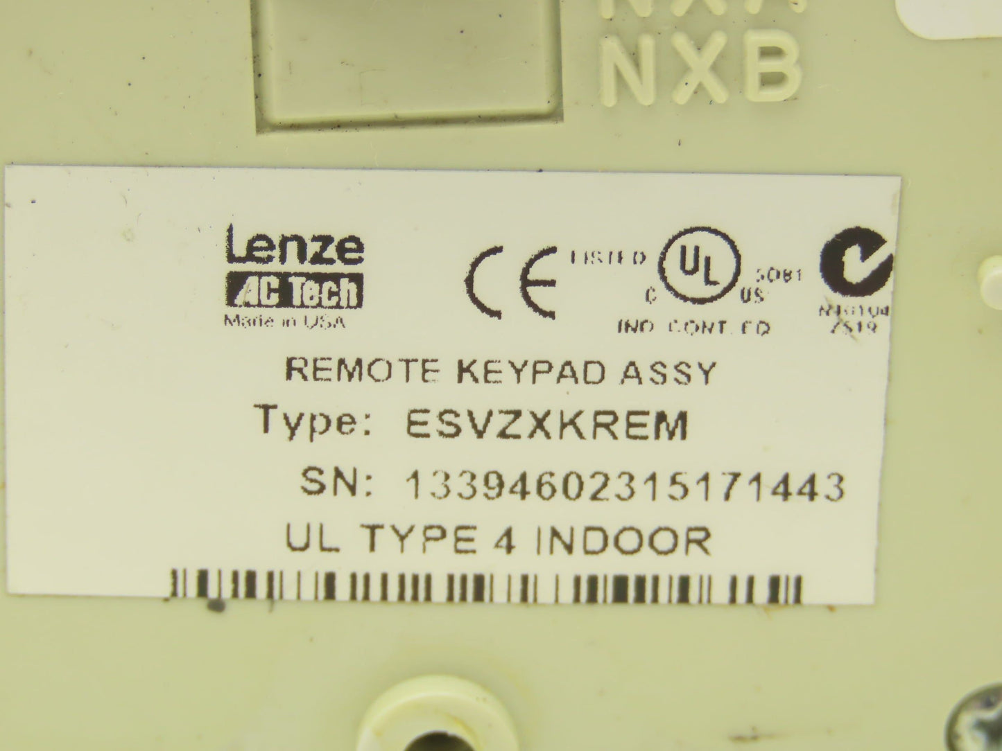Lenze AC Tech ESVZXKREM Keypad for VFD Inverter Drive Remote Control