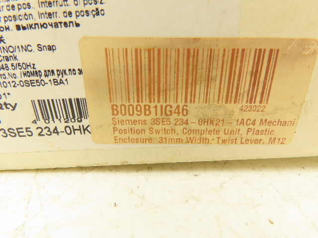 Siemens 3SE5 234-0HK21-1AC4 Limit Switch Roller Arm NO/NC Contacts IP66