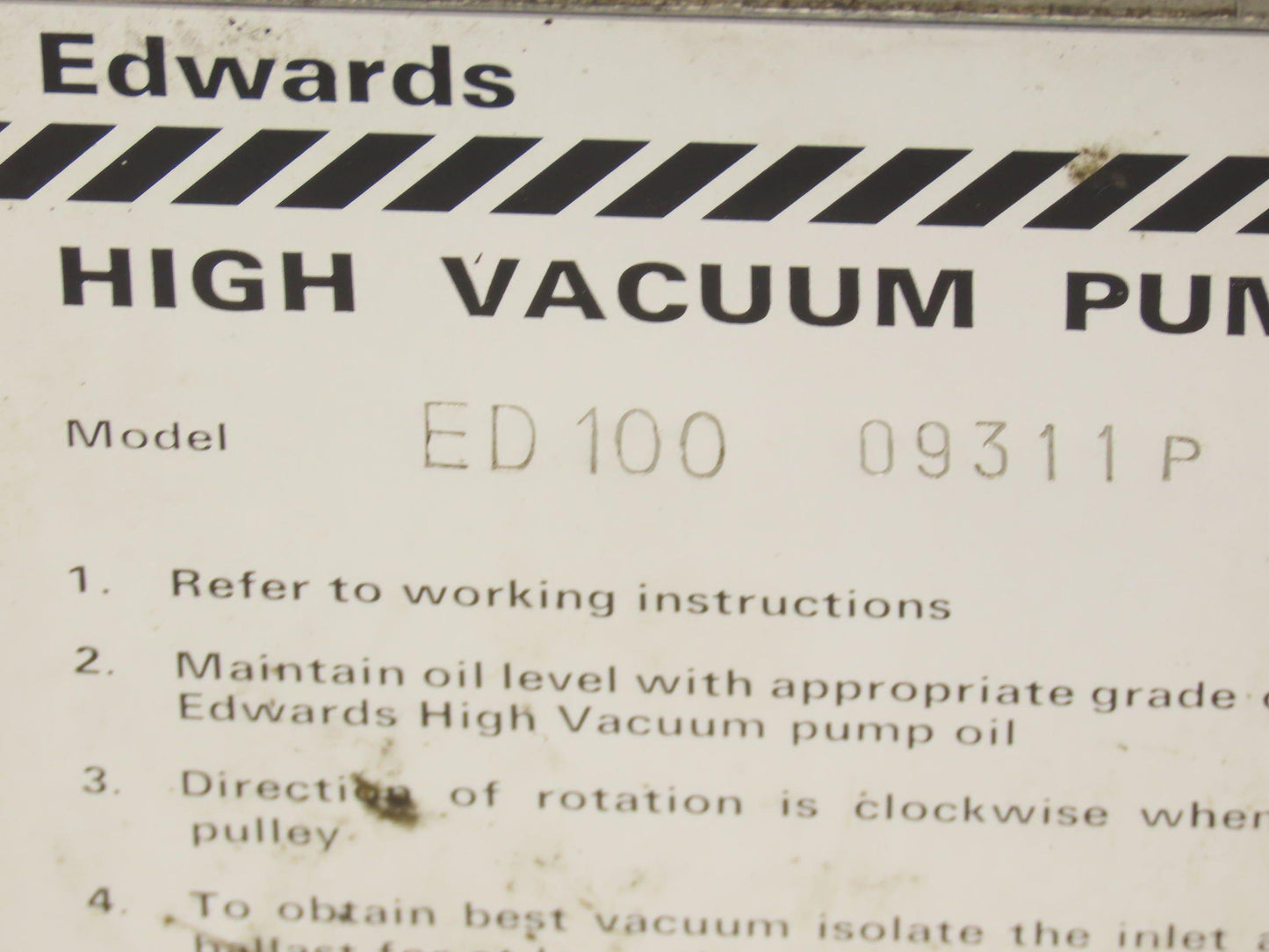 Edwards Speedivac ED100 Belt Drive Rotary Vacuum Pump 2-Stage 6CMH 230/460V 3PH