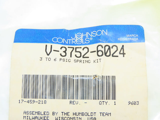 Johnson Controls V-3752-6024 Valve Rebuild Spring Parts Kit 3-6 PSI Lot of 3