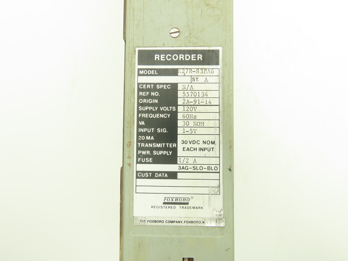 Foxboro 5570134 E27R-S3RA6 Recorder Module 120V 60Hz Input Signal 1-5V
