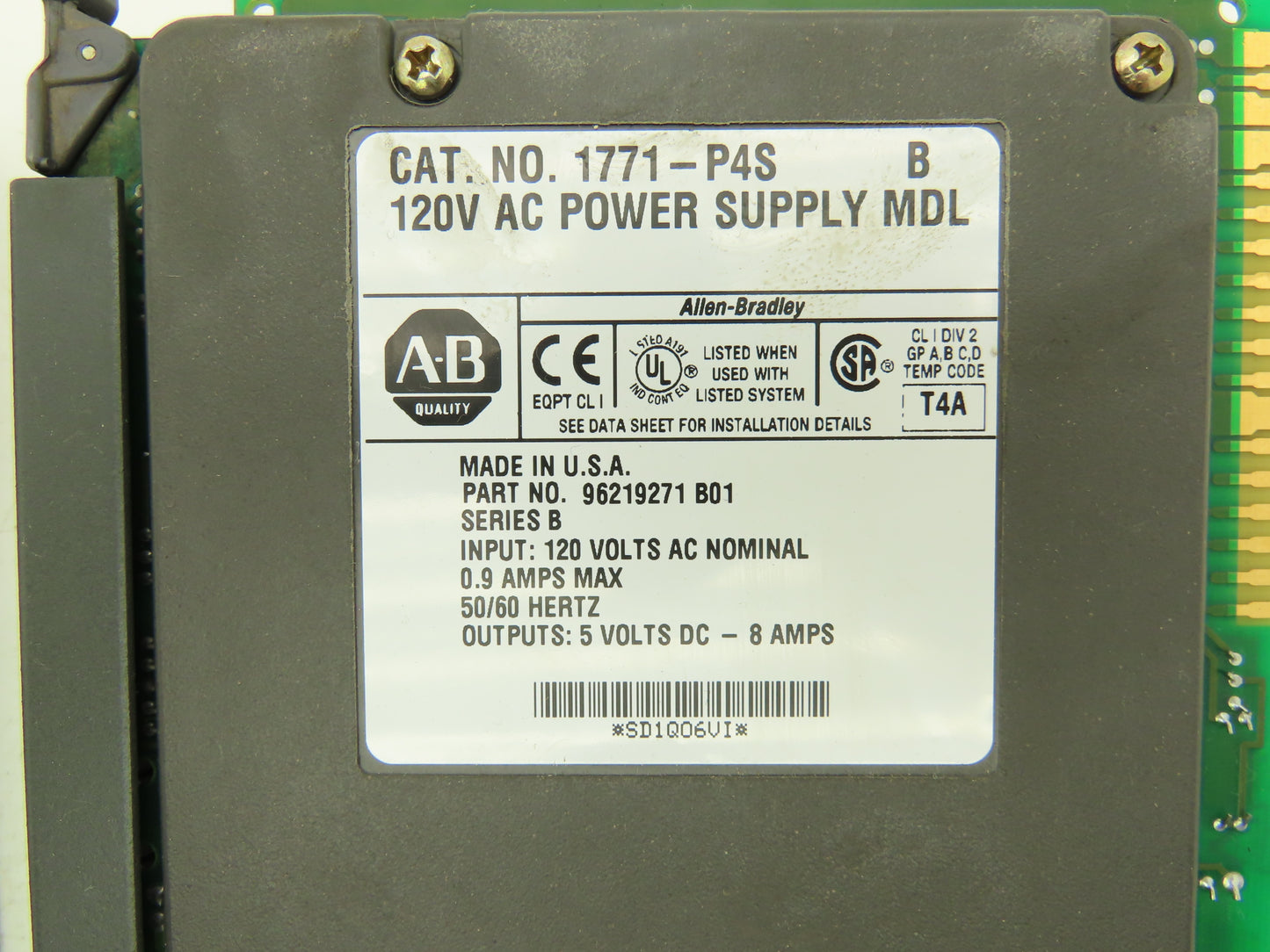 Allen Bradley 1771-P4S AC Power Supply 5VDC 8A Out 120VAC 0.9A In Lot of 2