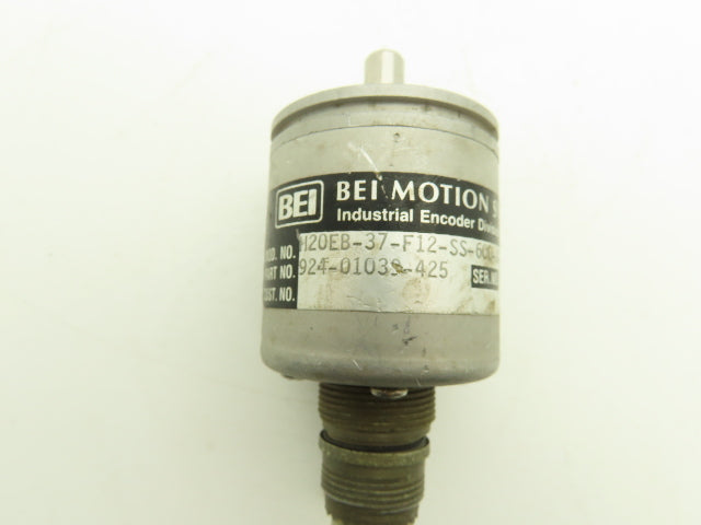 BEI H20EB-37-F12-SS-600-A-3904R-EM16-5V Rotary Encoder 3/8" Shaft 7-Pin 600 Inc