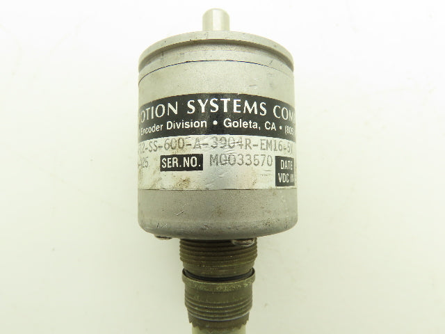 BEI H20EB-37-F12-SS-600-A-3904R-EM16-5V Rotary Encoder 3/8" Shaft 7-Pin 600 Inc