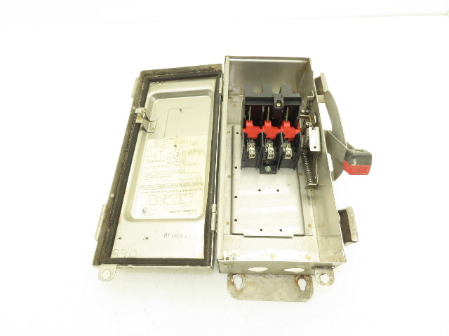 Square D HU361DS Safety Disconnect Switch 30 Amp 600V 3 Pole Non-Fused SS F06
