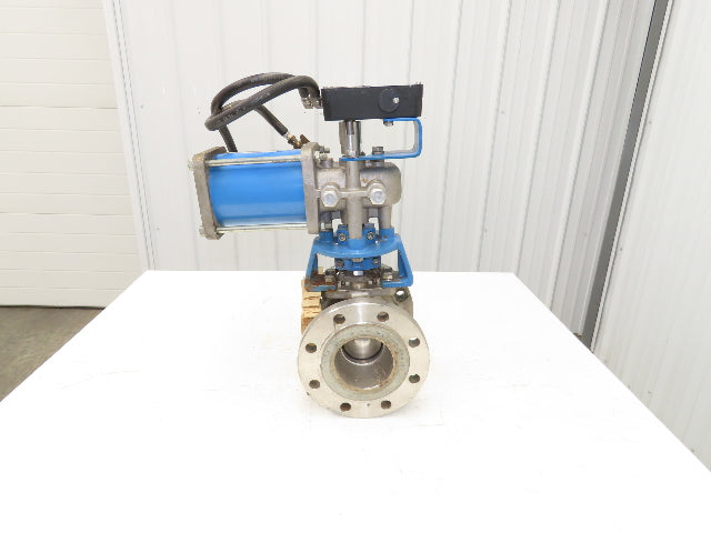 Neles Jamesbury 4" Stainless Flanged Ball Valve 316SS 100PSI Pneumatic Actuator