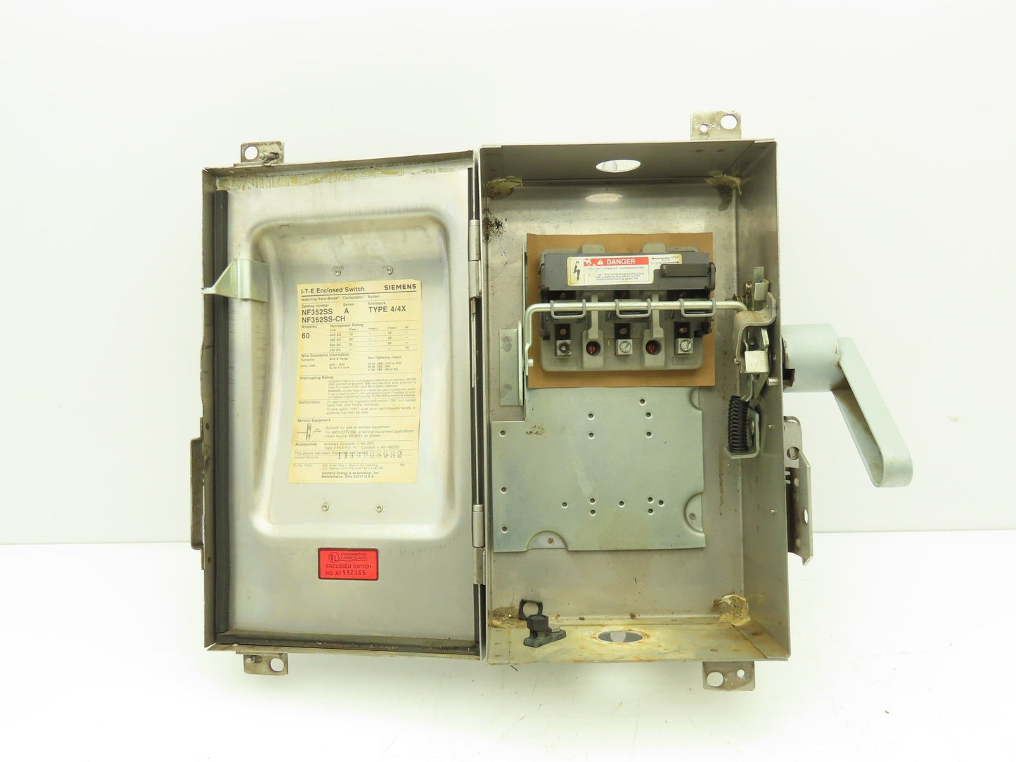 Siemens NF352SS-CH Safety Switch Disconnect Non Fused Stainless Steel 600V 60A