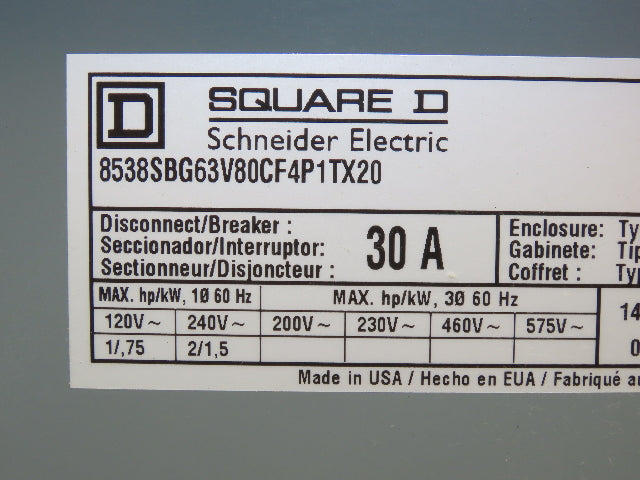 Square D Combination Motor Starter Enclosure Only