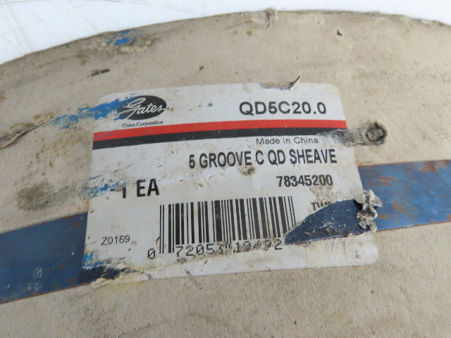 Gates QD5C20.0 5-Groove Pulley Sheave 5C V-Belt QD F Bushed 1230rpm 20.4" OD