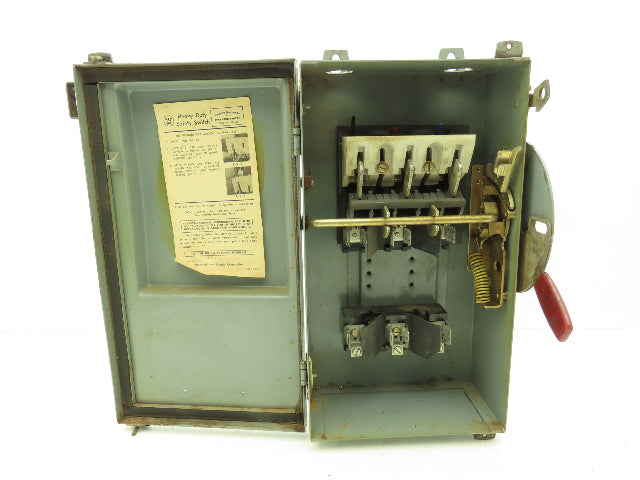 Westinghouse JHF361 Safety Disconnect Switch 30A 600VAC Fused 30HP