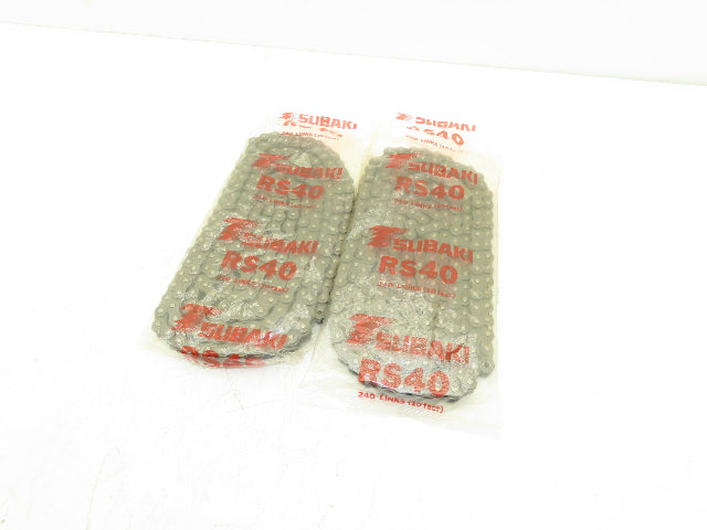 Tsubaki RS40 Roller Chain 40 Size 1/2" Pitch 240 Links 10' Long Lot of 2