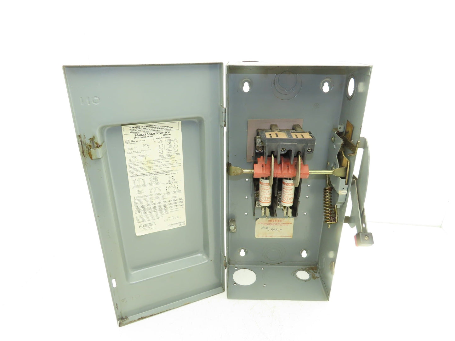 Square D H-223 Safety Disconnect Switch 100A 250VAC Fused 20HP