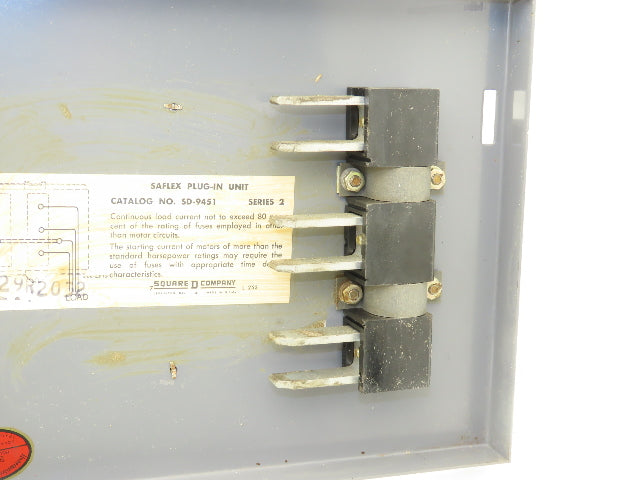 Square D SD-9451 Saflex Plug-In Fused Bus Unit 30A 240V 7.5HP 3 Pole