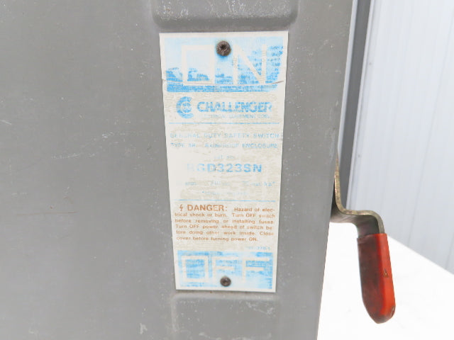 Challenger RGD323SN RGD323SN Safety Disconnect Switch 100A 240VAC Fused 30HP 3Ph