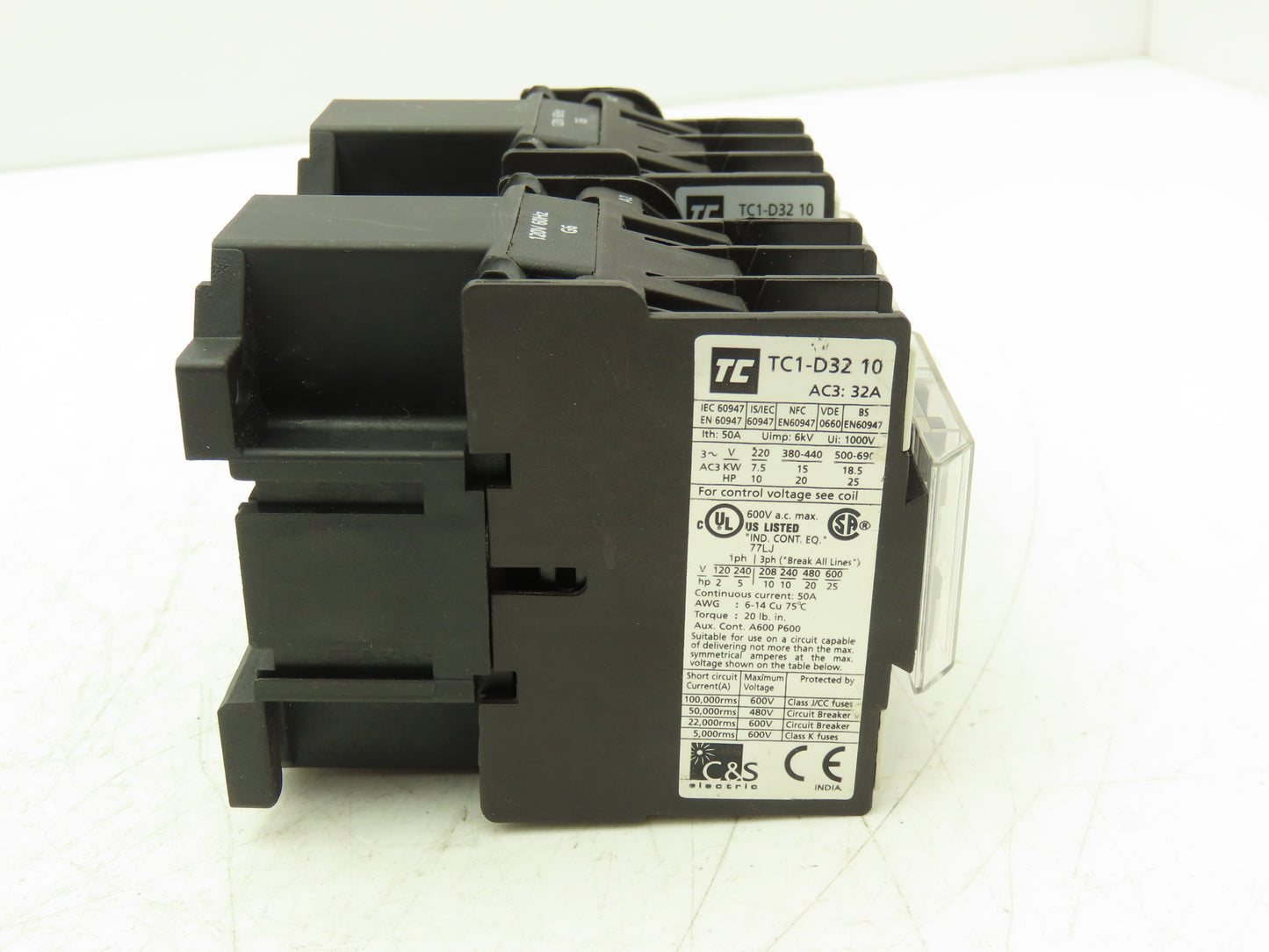 Shamrock Robusta TC1-D32 10 Reversing Motor Starter 3Ph 600V 25Hp 1NC Coil 120V