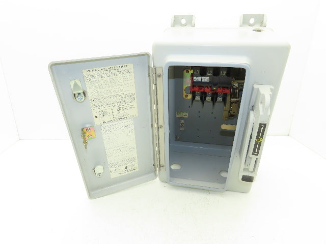 Square D HU-361-DF Safety Disconnect Switch 30A 600VAC 30HP 3Ph Non Fused