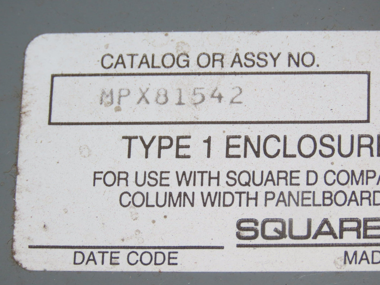 Square D MPX81542 Panelboard Accessory NQ/NF enclosure pull box 42 Circuit