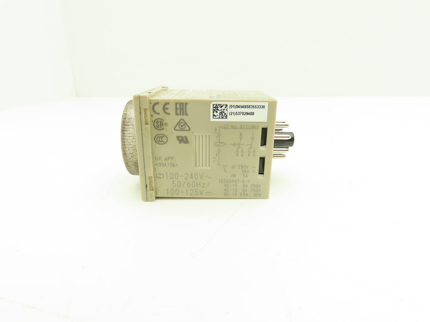 Omron H3CR-A8E Solid-State Timer Relay Socket 100-240V 1.2 Sec-300 Hours
