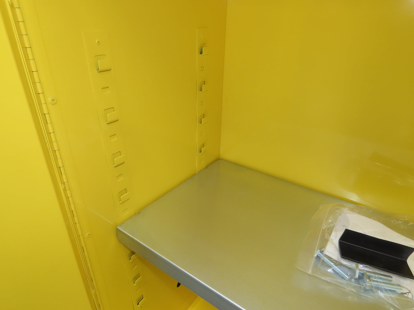 Uline H-1563M-Y Yellow Flammable Safety Cabinet Dual Door 30 Gallon Liquid