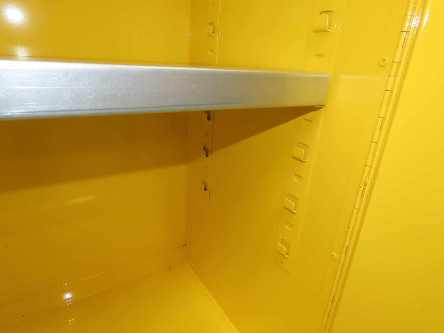 Uline H-1563M-Y Yellow Flammable Safety Cabinet Dual Door 30 Gallon Liquid