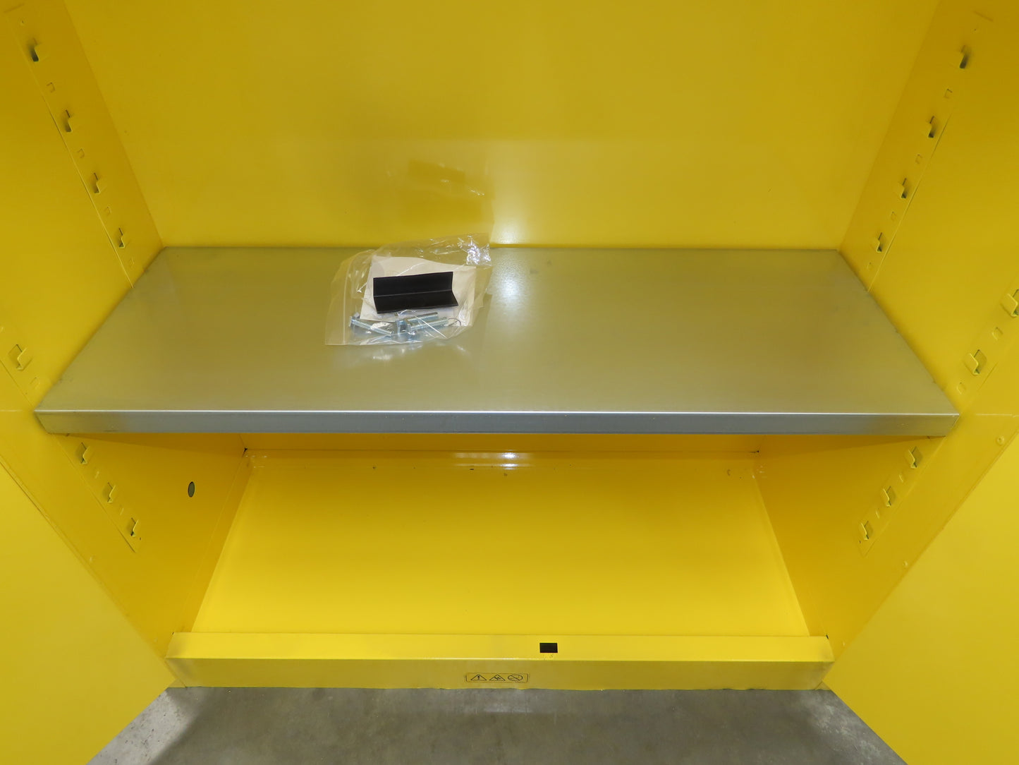 Uline H-1563M-Y Yellow Flammable Safety Cabinet Dual Door 30 Gallon Liquid