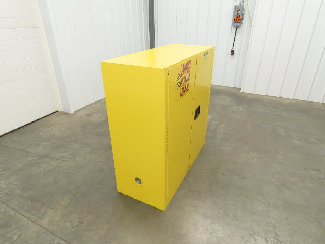 Uline H-1563M-Y Yellow Flammable Safety Cabinet Dual Door 30 Gallon Liquid