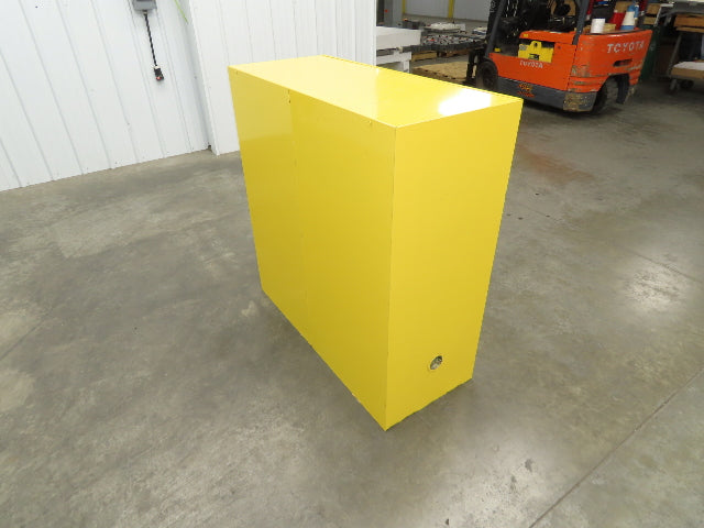 Uline H-1563M-Y Yellow Flammable Safety Cabinet Dual Door 30 Gallon Liquid