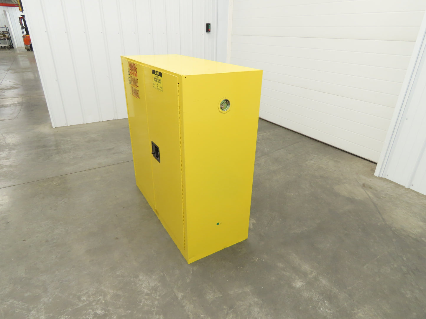 Uline H-1563M-Y Yellow Flammable Safety Cabinet Dual Door 30 Gallon Liquid