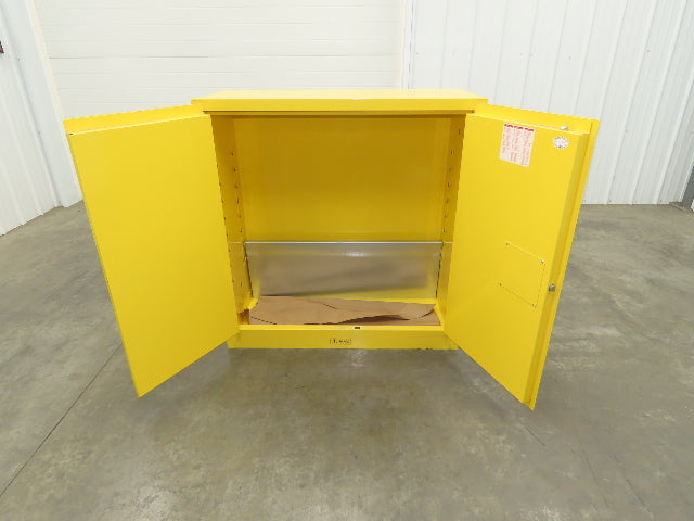 Uline H-1563M-Y Yellow Flammable Safety Cabinet Dual Door 30 Gallon Liquid