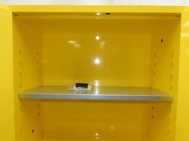 Uline H-1563M-Y Yellow Flammable Safety Cabinet Dual Door 30 Gallon Liquid