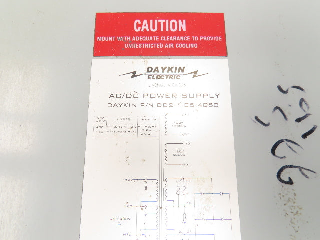 Daykin DD2-1-05-4850 AC/DC Power Supply Transformer 480V 3PH - 120V/24VDC Output