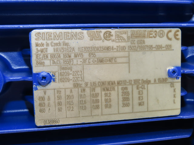 KSB ETB 065-050-125 GG AA11D201102 Etabloc Centrifugal Pump 80m³/h 12kw 460V 3PH
