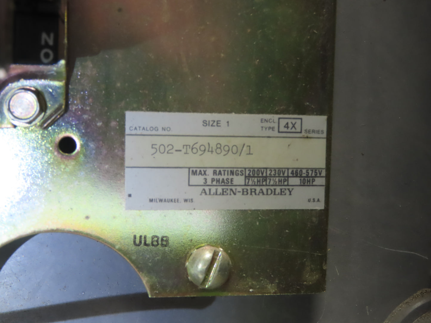 Allen-Bradley 502-T694890-1 Combination Starter Fusible 600V 3PH 10HP 120V Coil