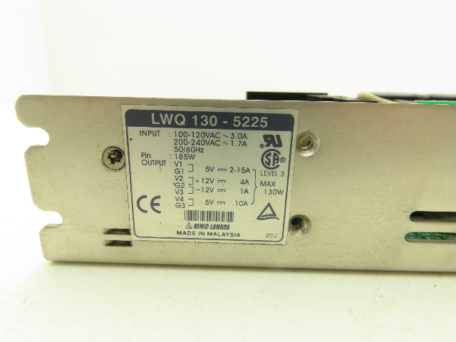 Nemic-Lambda LWQ 130-5225 Power Supply 100-240VAC In +5/+12/-12 VDC Out
