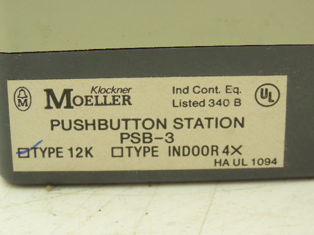 Moeller PSB-3 Pushbutton Station Open/Close/Emergency Stop