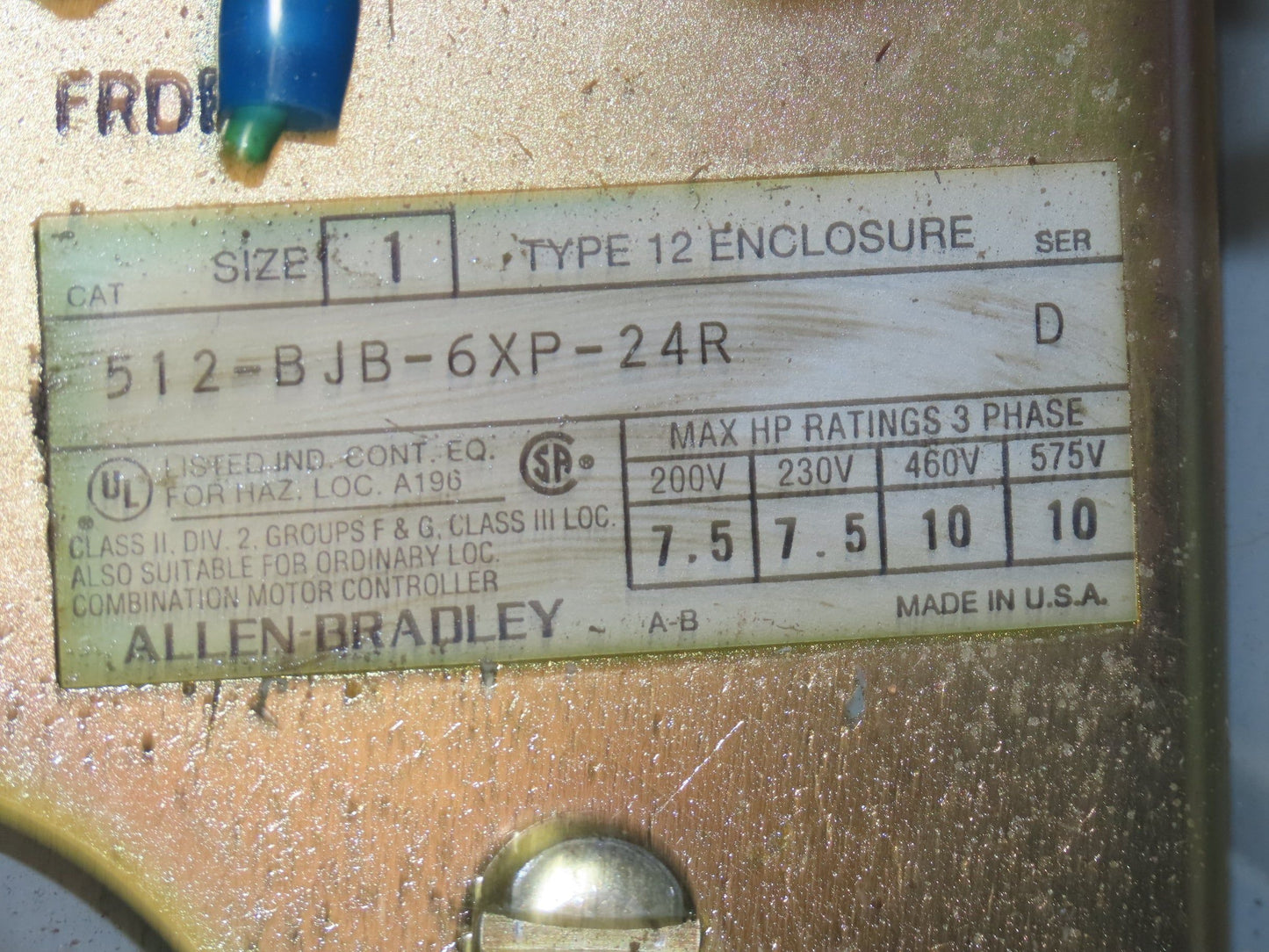Allen-Bradley 512-BJB-6XP-24R Combination Starter Fusible 600V 3PH 10HP