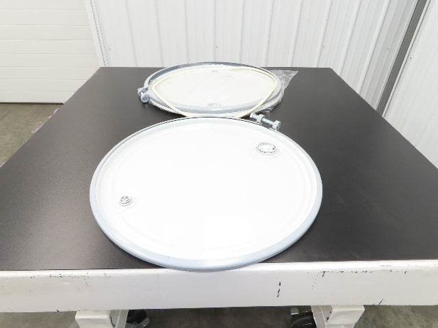 Uline H-1593 Replacement Steel Lid 55 Gallon Drum Bolt Ring Seal White Lot of 2